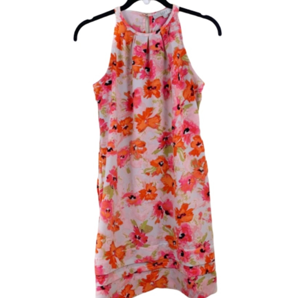 LOFT Floral Sleeveless Tiered Hem Halter Dress